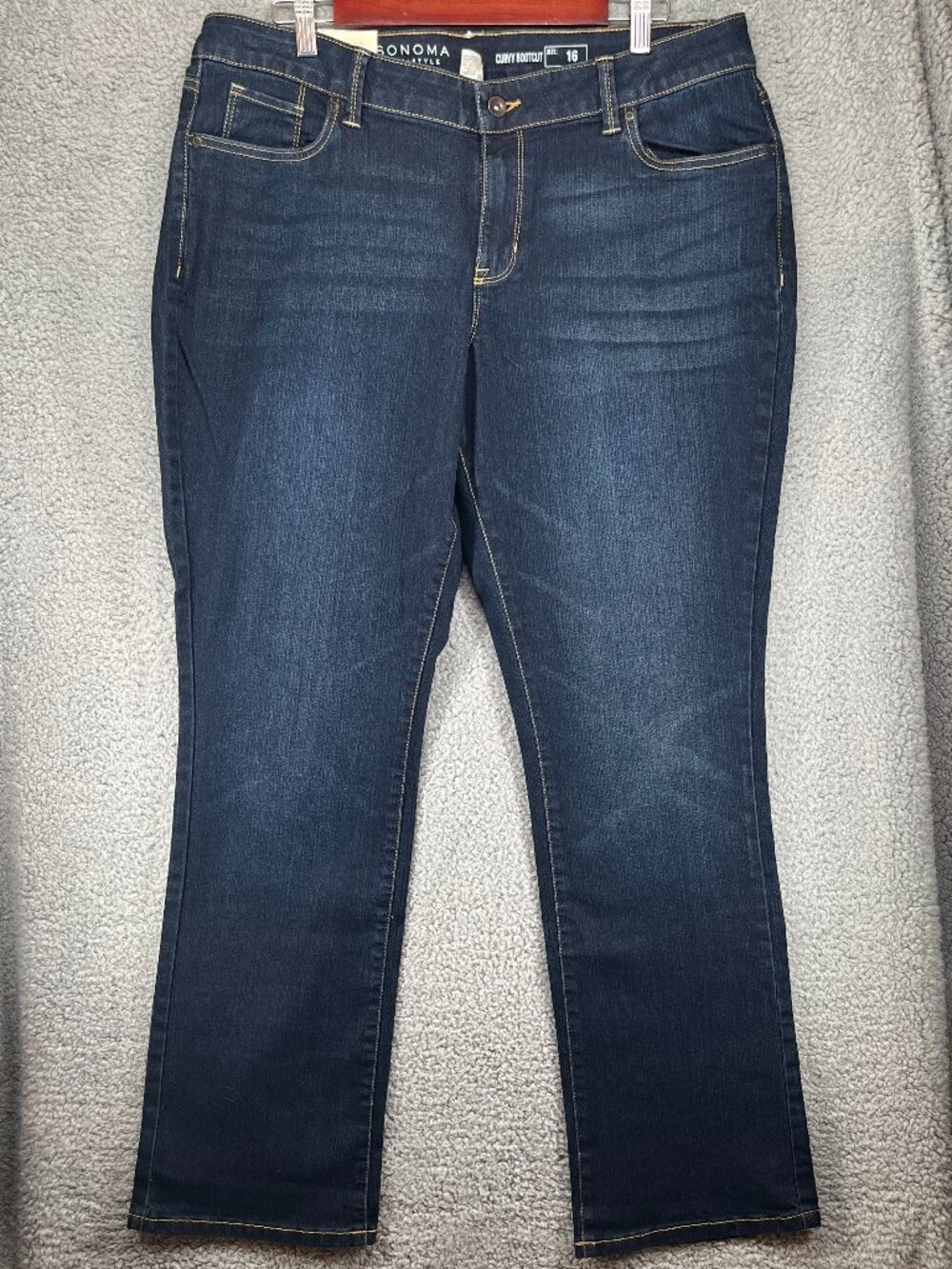 NWT Sonoma Curvy Bootcut Mid Rise Stretch Dark Blue Jeans size 16